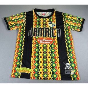 Headgear Classics Jamaica Soccer Jersey Youth L Black Rasta Pattern NWT